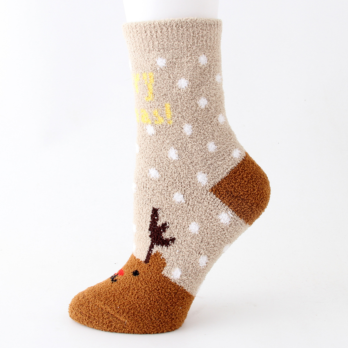 12 Pairs Large Size Winter Warm Coral Velvet Thick Socks Christmas Holiday Home Elk Cartoon Socks Bulk Wholesale
